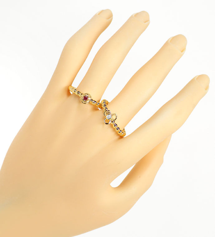 Foto 4 - Pandora Bubble Ringe 2 Stück mit Rubin und Diamant-Gold, R8400