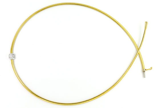 Foto 1 - Gelbgold-Collier mit Brillant in Weißgold Eingespannt, S4784