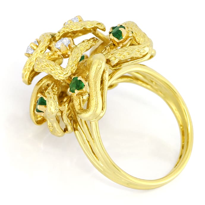 Foto 3 - Exklusiver Smaragde Diamanten Blüten Goldring, S5131
