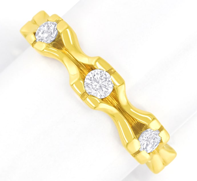 Foto 2 - Schicker Wellen-Goldring Diamanten lupenrein, S5543