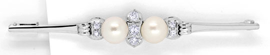 Foto 1 - Diamant-Perlen-Weißgold-Handarbeits-Brosche, S6235