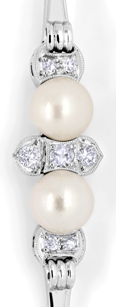 Foto 2 - Diamant-Perlen-Weißgold-Handarbeits-Brosche, S6235