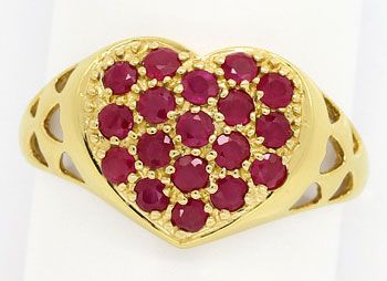 Foto 1 - Herz Top Rubine Gelbgold-Ring, Goldring als großes Herz, S9203